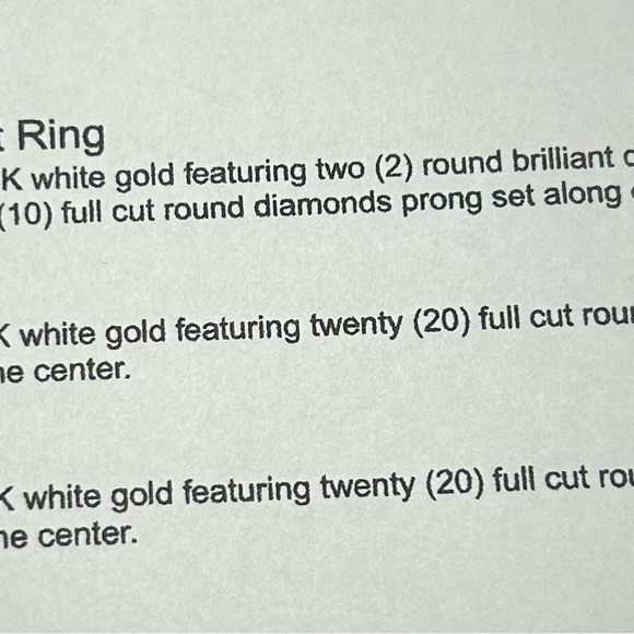 14k White Gold Engagement, Wedding, Anniversary Band Ring Set - Picture 5 of 8